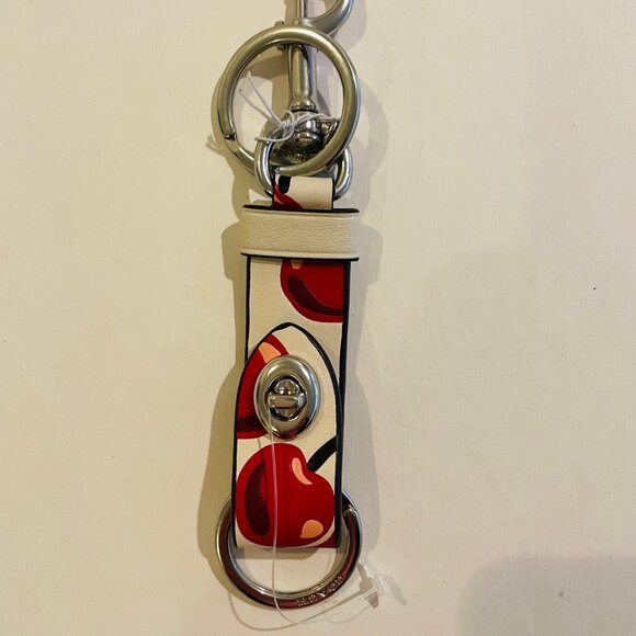 COACH TRIGGER SNAP BAG CHARM KEY FOB W/ CHERRY PRINT: Red,white CZ088 - Picture 13 of 16